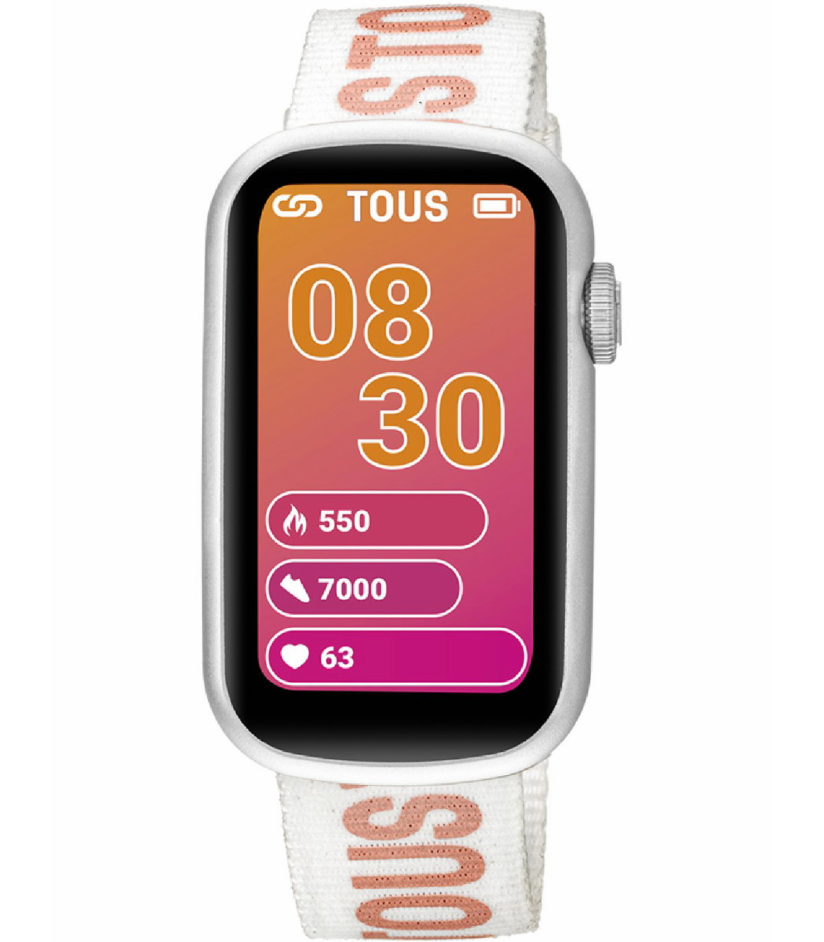 Reloj Smartwatch Mujer T-Band Correa Intercambiable Nylon/Silicona Blanco/Rosa -