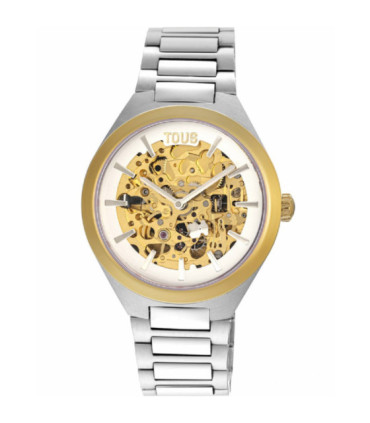 Reloj Tous de mujer Hold dorado, brazalente redondo de acero y fetiche,  ref. 700350220.
