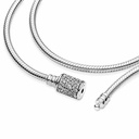 Pulsera Pandora Moments Doble Cadena y Cierre de Barril Pave