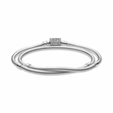 Pulsera Pandora Moments Doble Cadena y Cierre de Barril Pave
