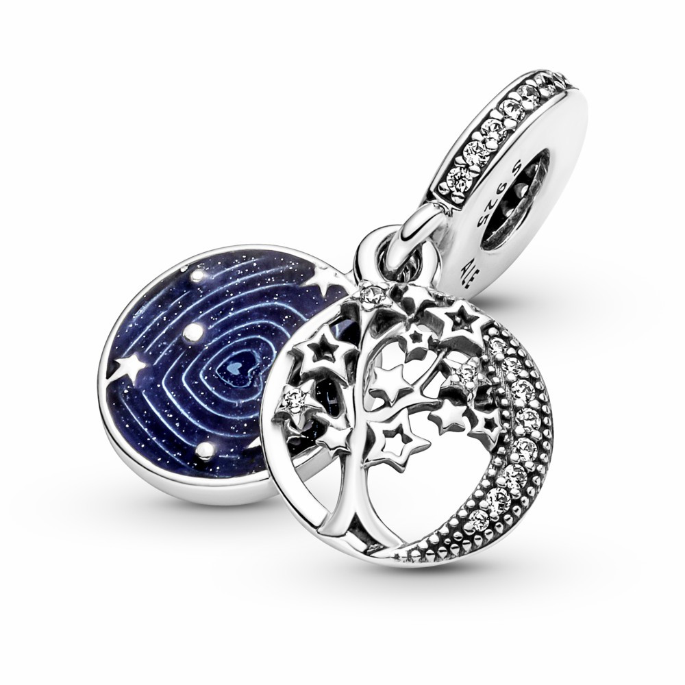 Charm Colgante Pandora Doble Árbol y Luna de la galaxia