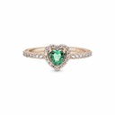 Heart 14k rose gold-plated ring with gre