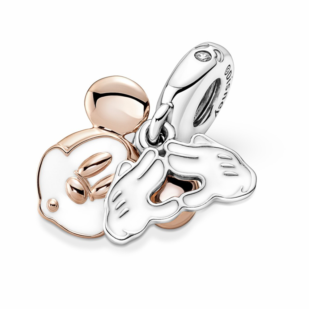 Charm Colgante Pandora Doble Mickey Mouse Plata y Rose