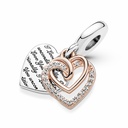 Charm colgante Pandora Doble Corazones Entrelazados
