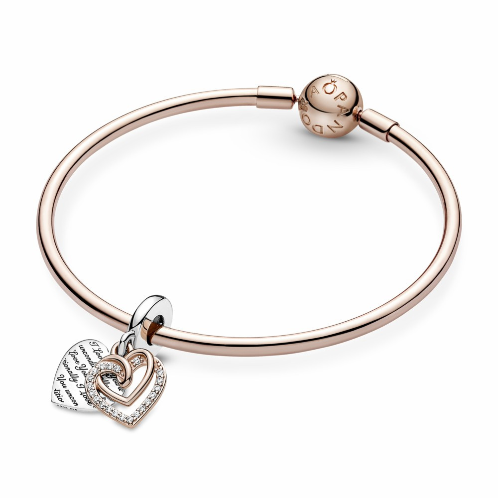 Charm colgante Pandora Doble Corazones Entrelazados