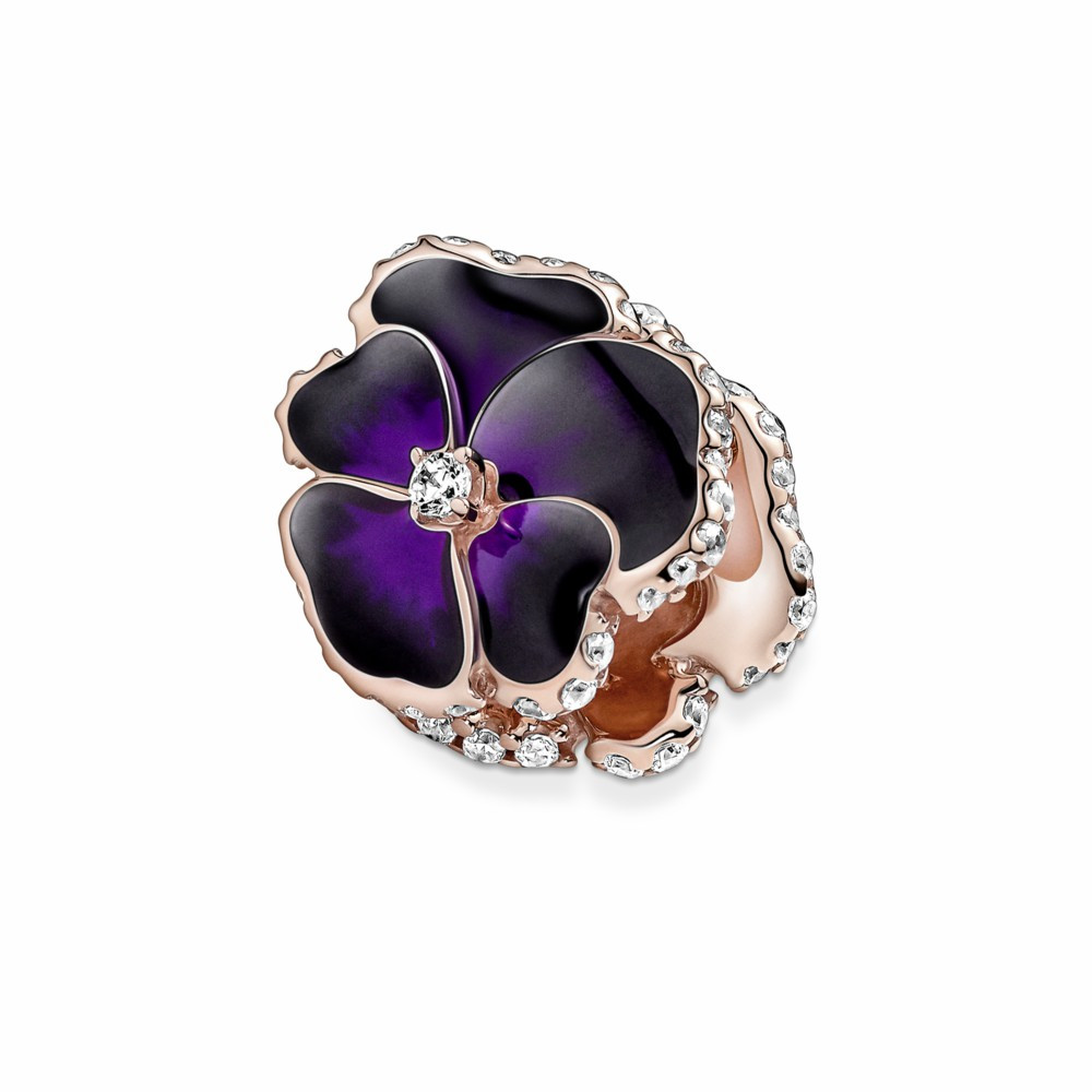 Charm Pandora Rose Flor Pensamiento Morado