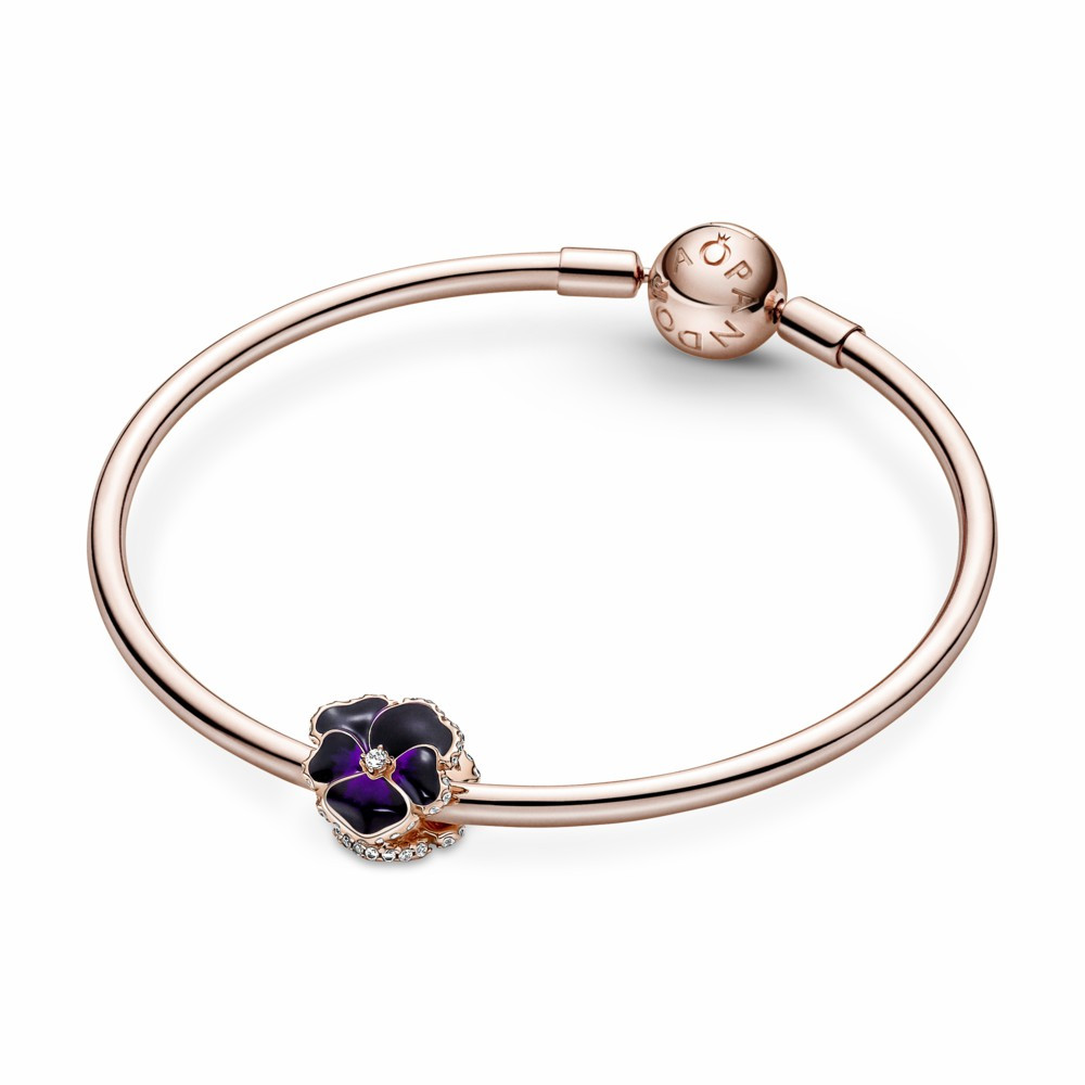 Charm Pandora Rose Flor Pensamiento Morado