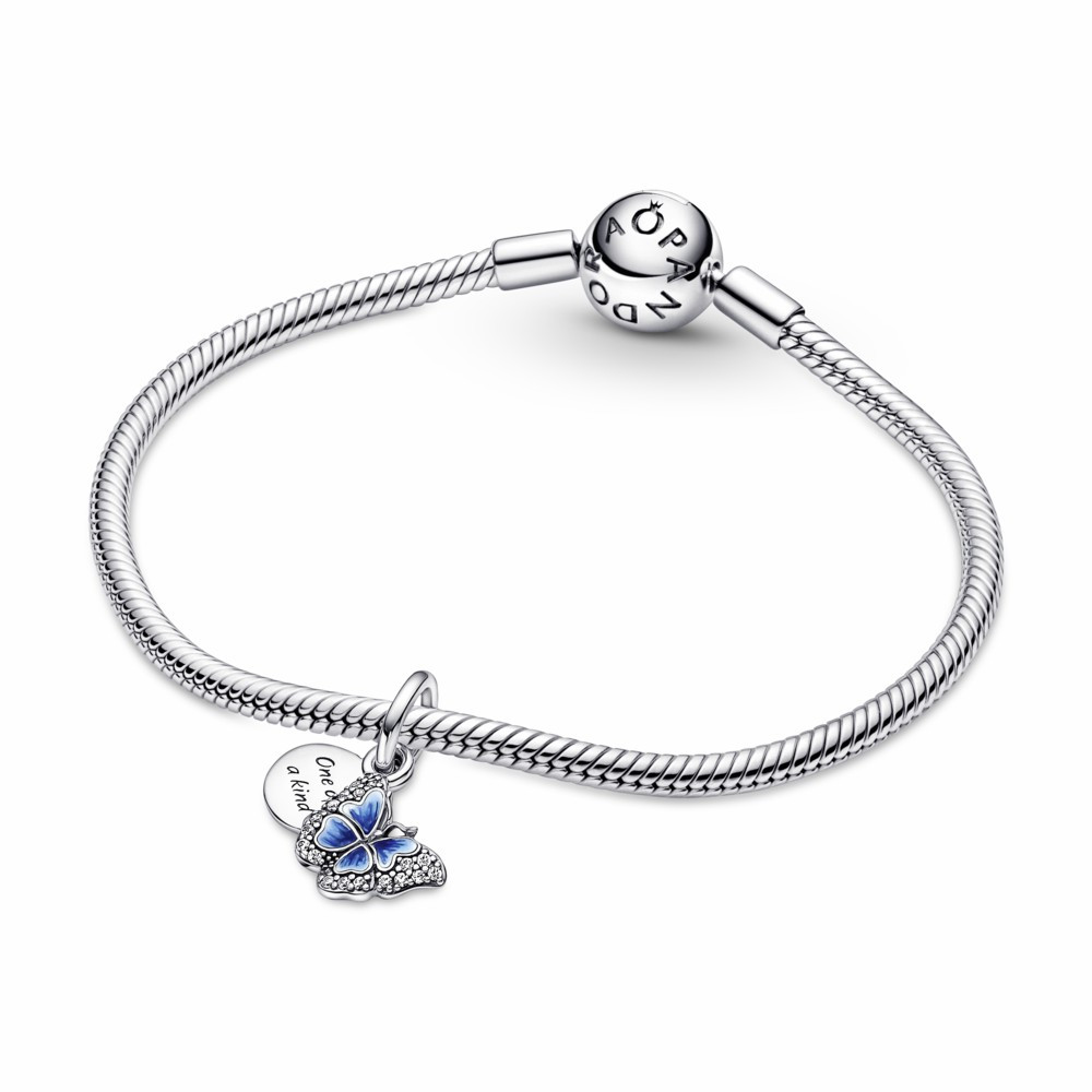 Charm Colgante Pandora Doble Mariposa Azul y Cita