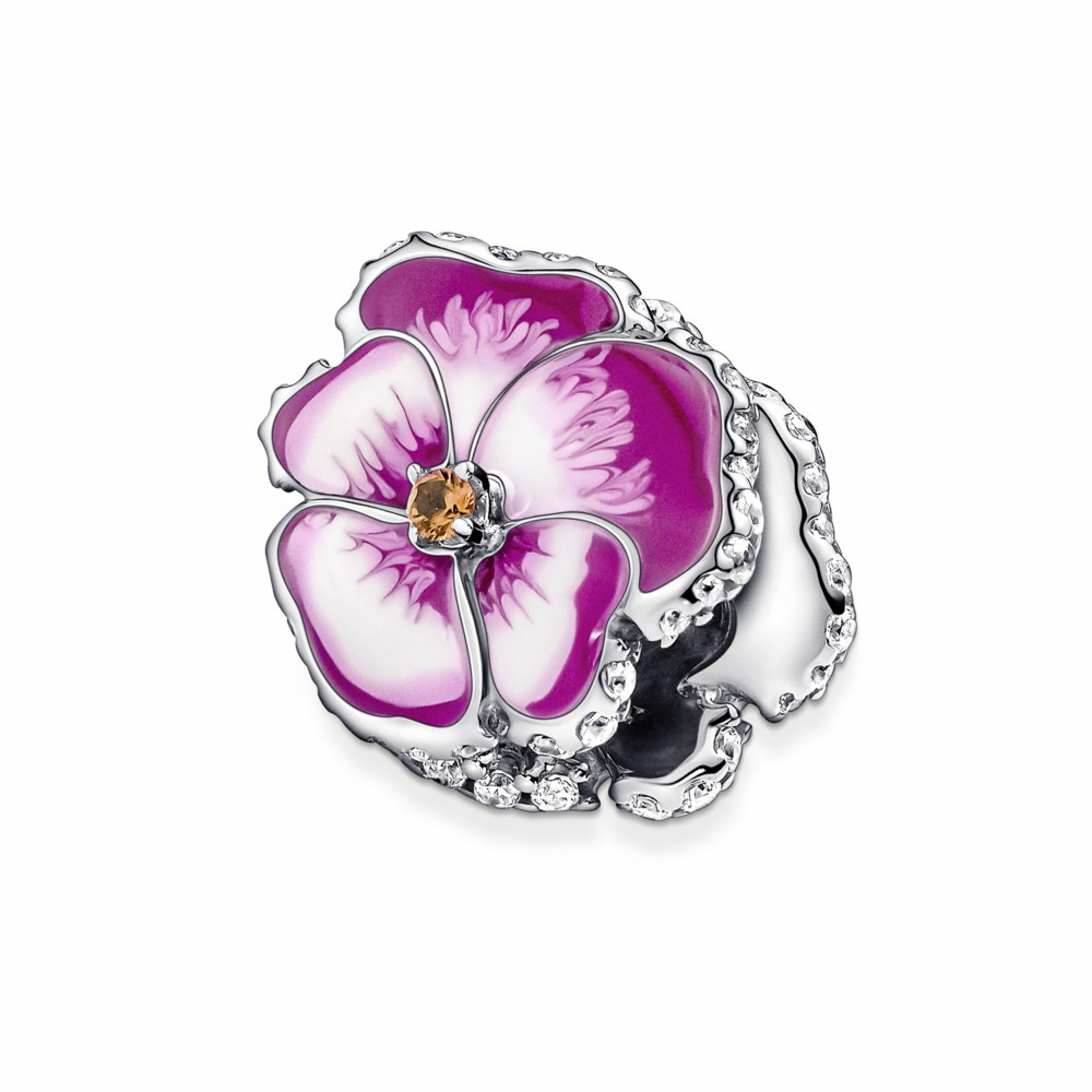 Charm Pandora Flor Pensamiento Rosa