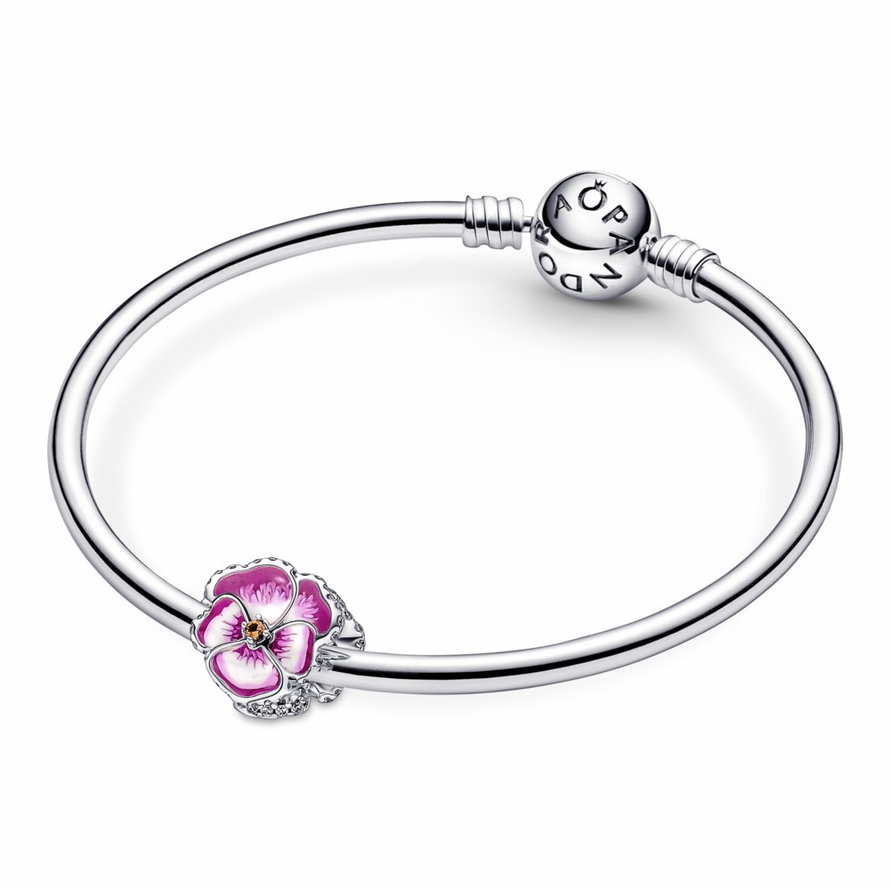 Charm Pandora Flor Pensamiento Rosa