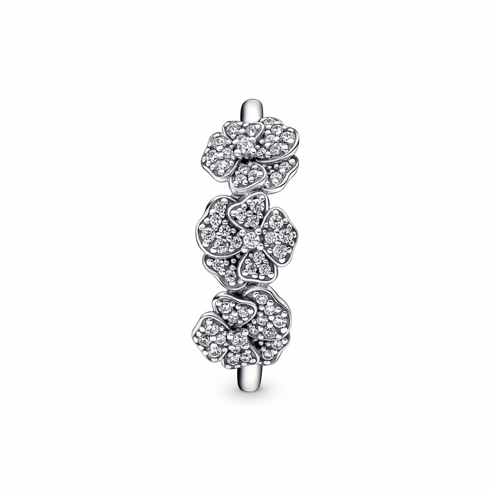 Anillo Pandora Triple Flor Pensamiento