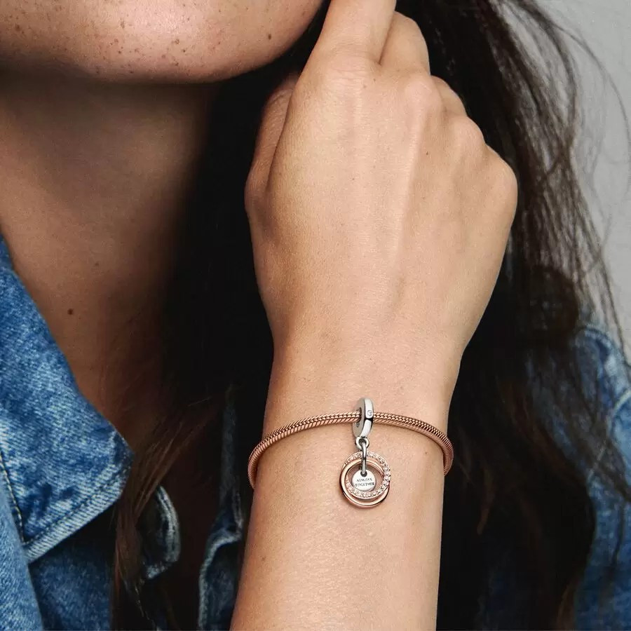 Charm Colgante Pandora Círculo Familiar Siempre Bicolor