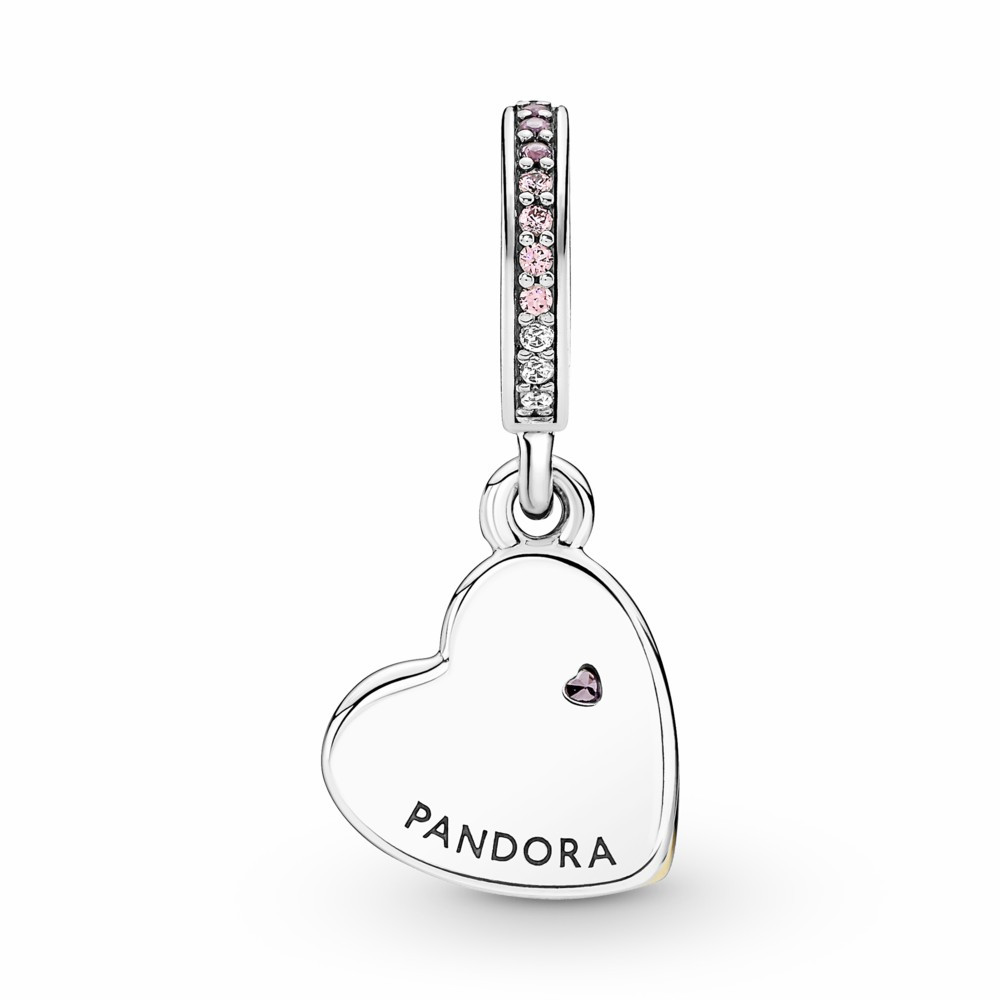Charm colgante Pandora Doble Corazones Infinitos Entrelazados bicolor