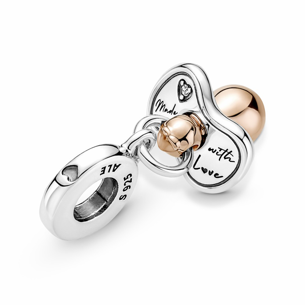 Charm colgante Pandora Chupete Bebe Bicolor