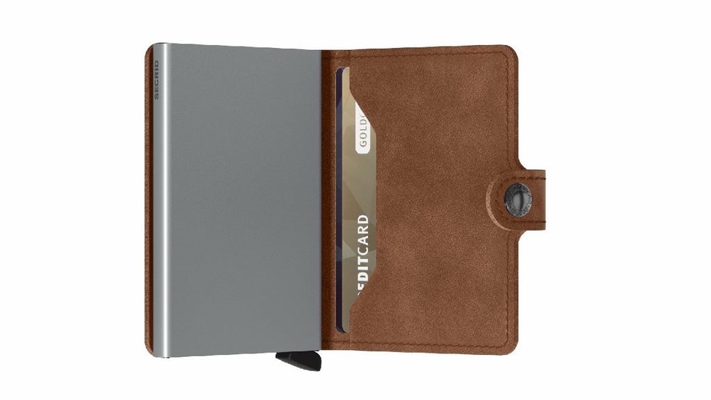 Cartera Secrid miniwallet vintage cognac-silver