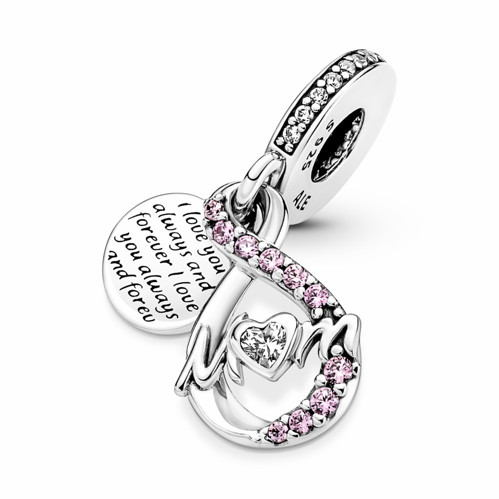 Charm colgante Pandora Doble Mamá Infinito Pavé