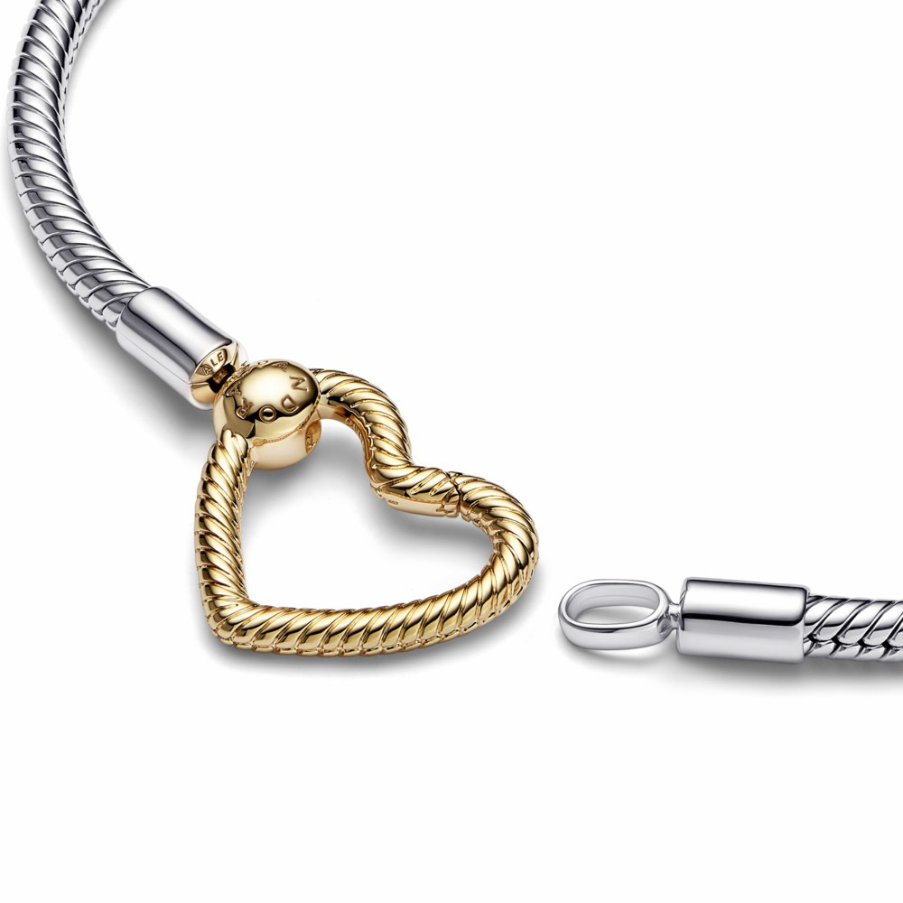 Pulsera Pandora Moments Cierre Corazón Dorado