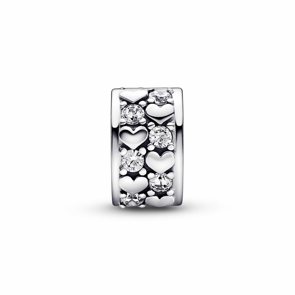 Clip Pandora Corazones Infinitos Brillantes