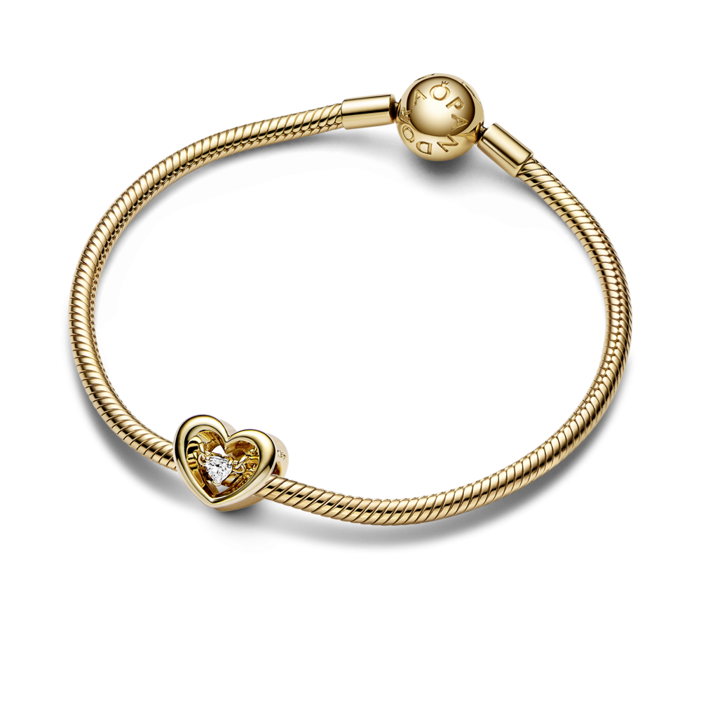 Charm Pandora Corazón Radiante y Gema Flotante