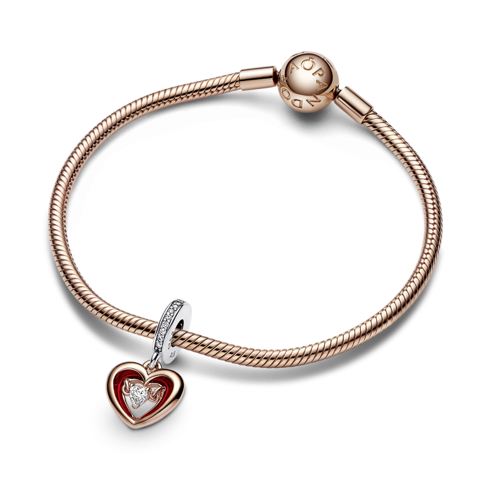 Charm Colgante Pandora rose Corazón Radiante en Dos Tonos