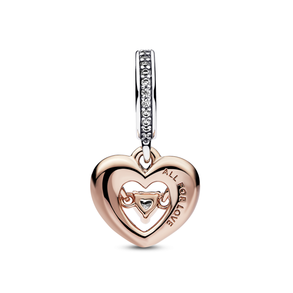 Charm Colgante Pandora rose Corazón Radiante en Dos Tonos