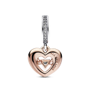 Charm Colgante Pandora rose Corazón Radiante en Dos Tonos
