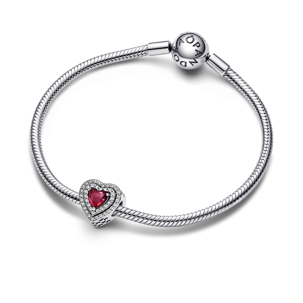 Charm Pandora Corazón Nivelado Rojo Brillante