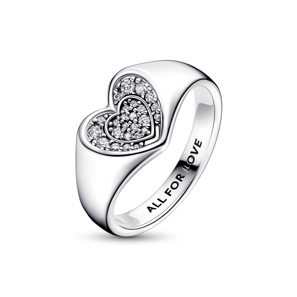 Anillo Pandora Sello Corazón Radiante en Pavé