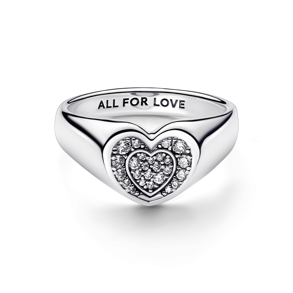 Anillo Pandora Sello Corazón Radiante en Pavé
