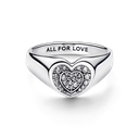 Anillo Pandora Sello Corazón Radiante en Pavé