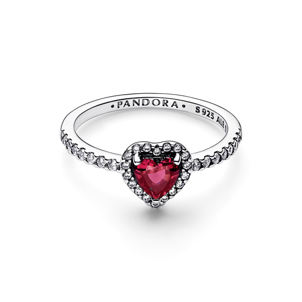 Anillo Pandora Corazón Nivelado Rojo Brillante