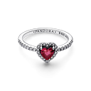 Anillo Pandora Corazón Nivelado Rojo Brillante