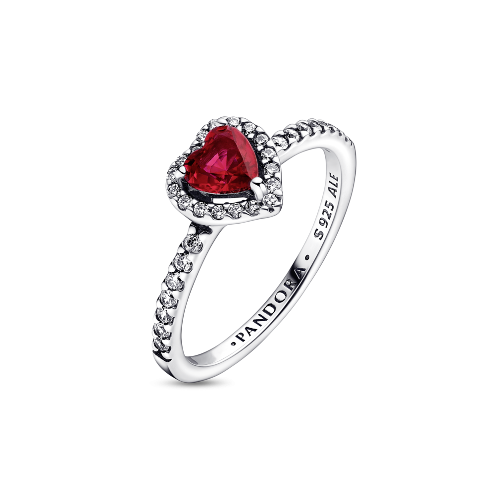 Anillo Pandora Corazón Nivelado Rojo Brillante