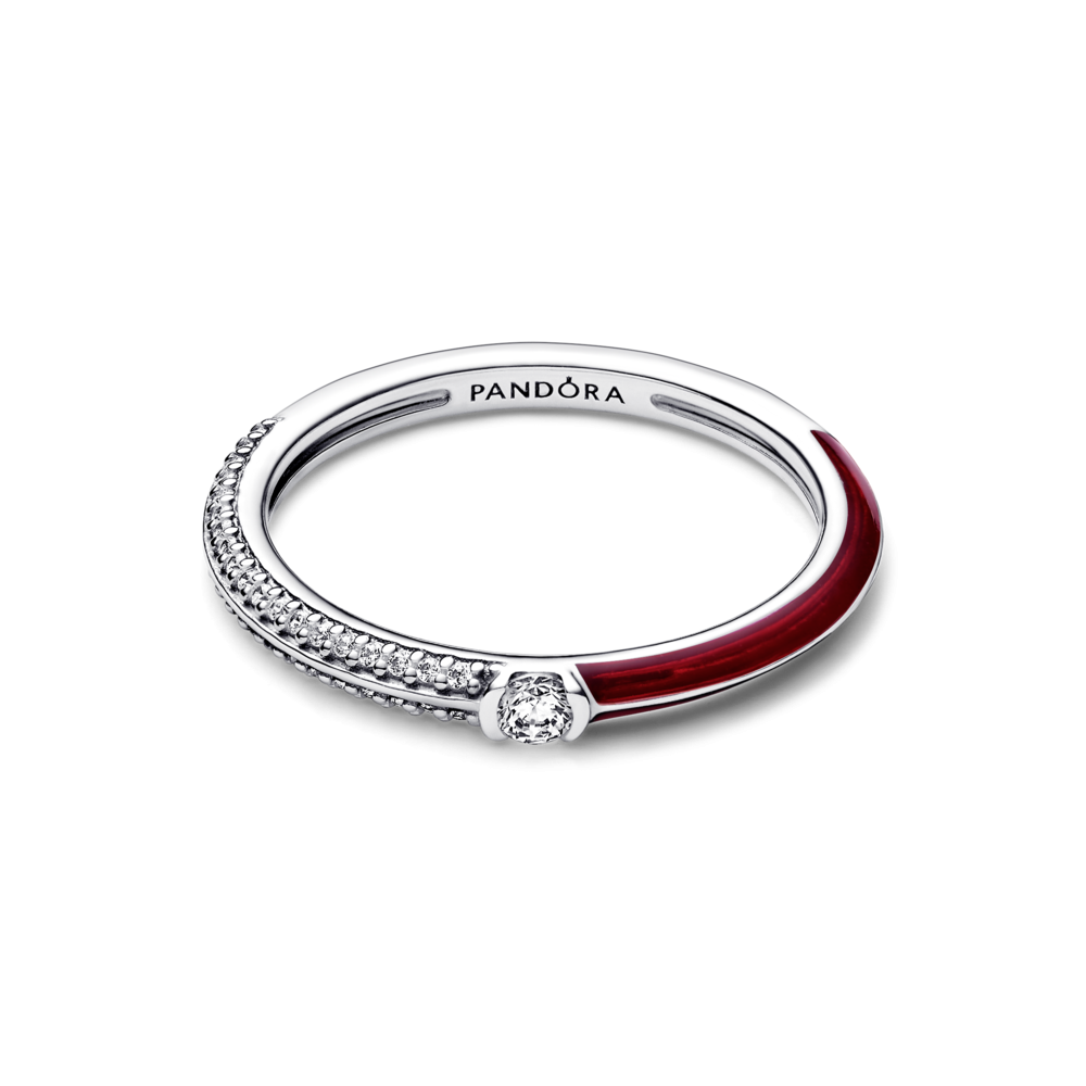 Anillo Dual Rojo y Pavé de Pandora ME