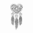 Charm Pandora Atrapasueños Corazón en filigranas y Plumas