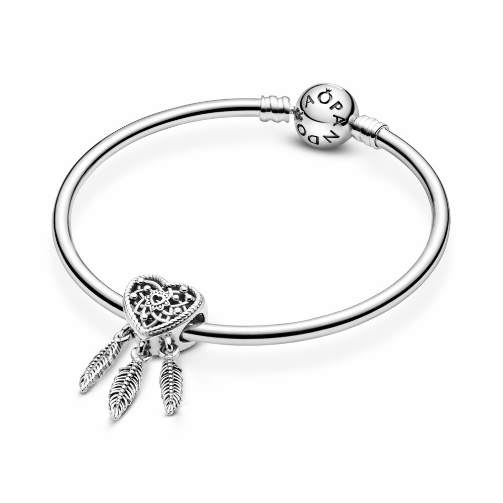 Charm Pandora Atrapasueños Corazón en filigranas y Plumas