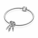 Charm Pandora Atrapasueños Corazón en filigranas y Plumas