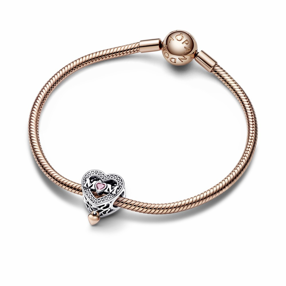 Charm Pandora Mamá & Corazón Dos Tonos