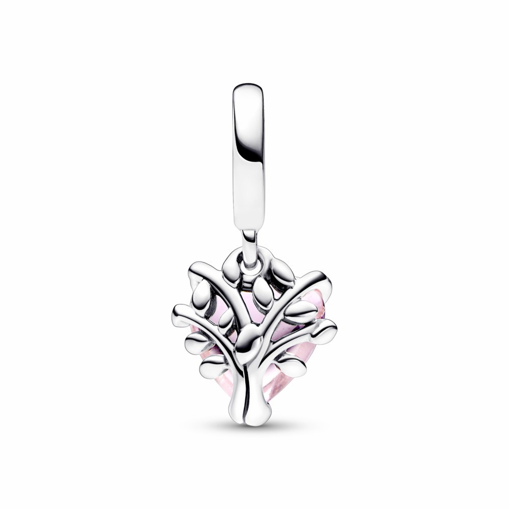 Charm colgante Árbol de la Familia y Corazón Rosa