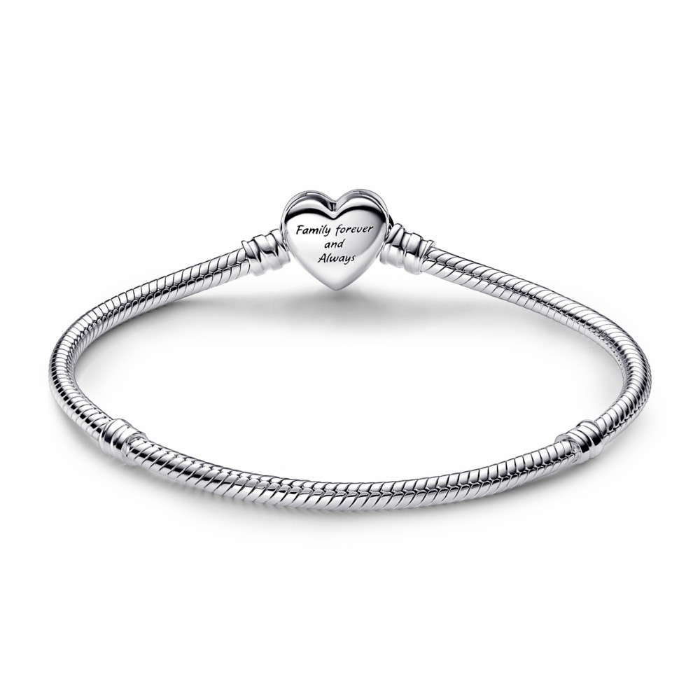 Pulsera Pandora Moments Cadena de Serpiente con Cierre de Corazón Infinito Espumoso
