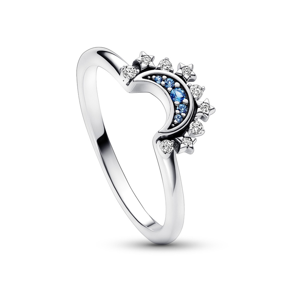 Anillo Pandora Luna Celestial Azul