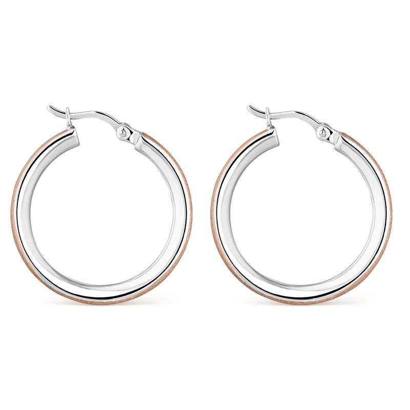 Pendientes Itemporality Aro Textura plata baño bicolor rose