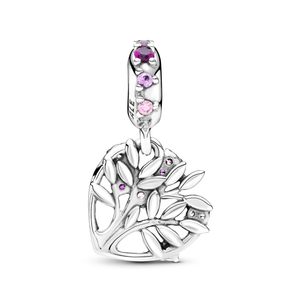 Charm Colgante Pandora Corazón Árbol de la Vida Rosa