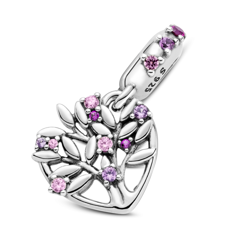 Charm Colgante Pandora Corazón Árbol de la Vida Rosa