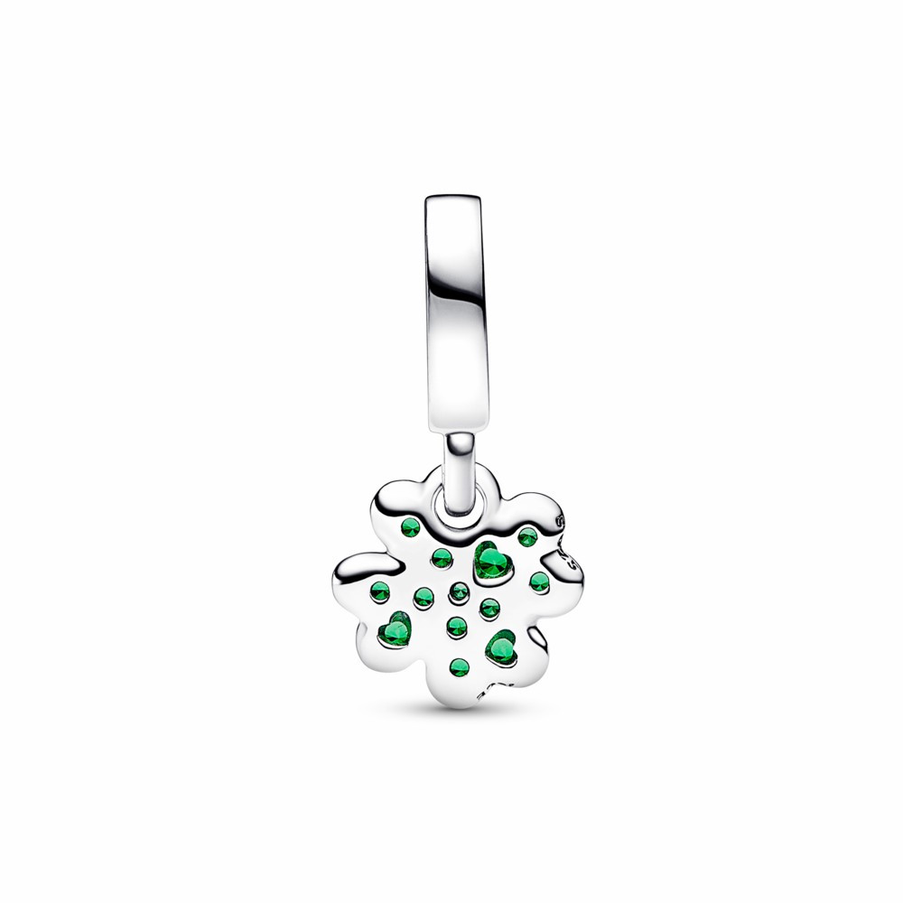 Charm colgante Pandora Trébol de Cuatro Hojas circonitas verdes