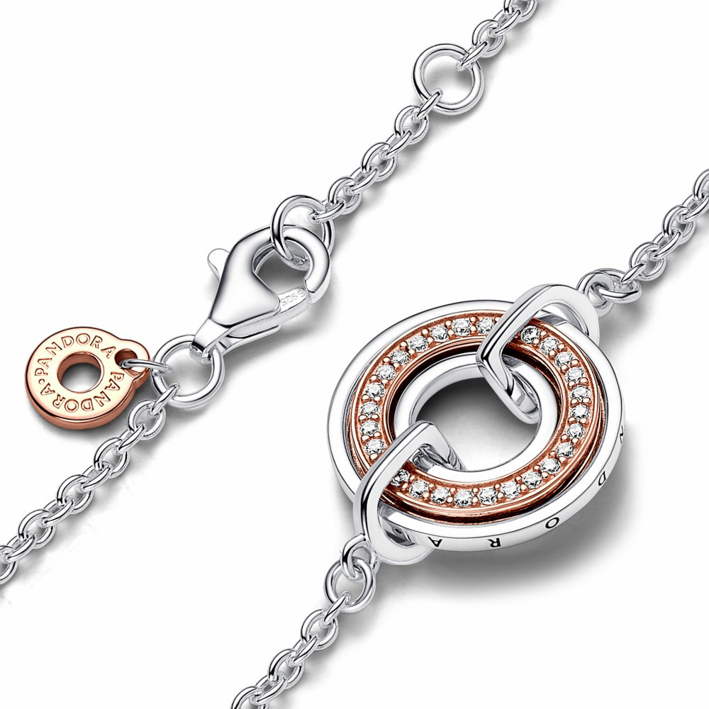 Pulsera Pandora Signature Logo & Pavé dos tonos