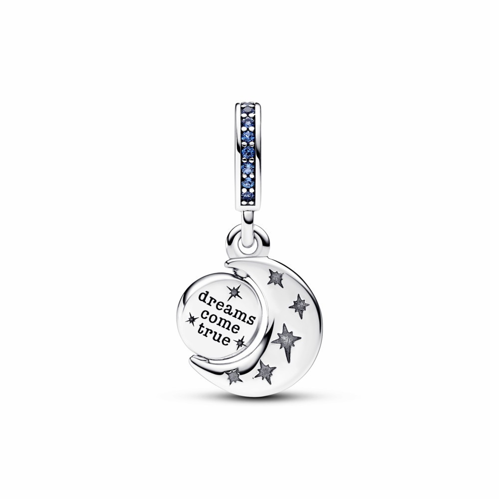 Charm colgante Pandora giratorio con Luna creciente brillante