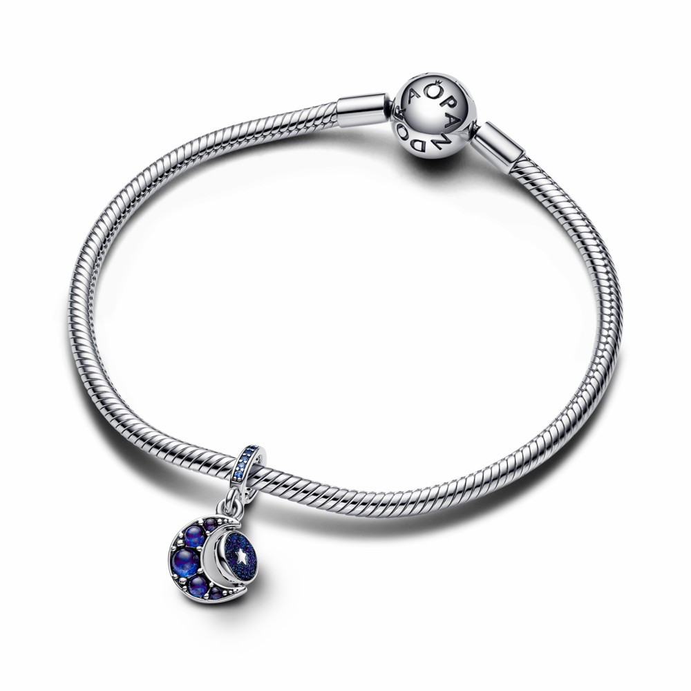 Charm colgante Pandora giratorio con Luna creciente brillante