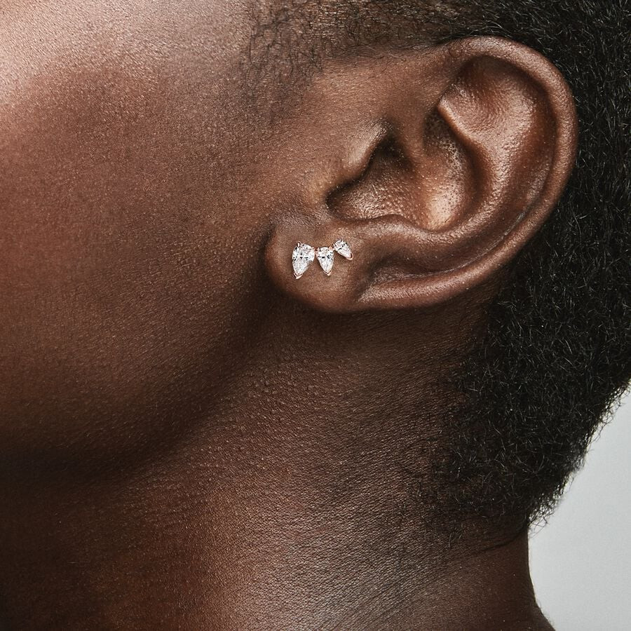 Pendientes Pandora Rose de botón Corte Pera brillante