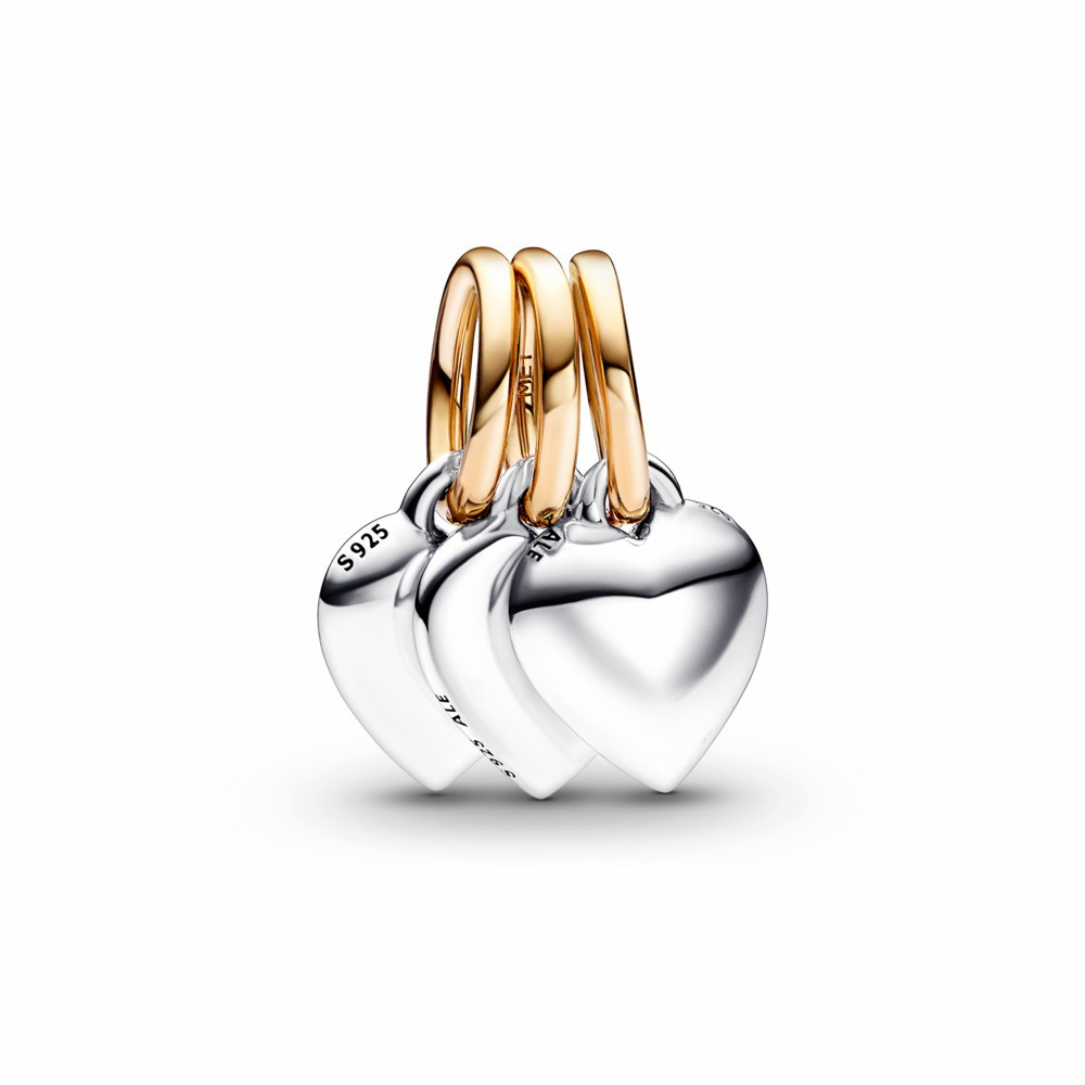 Charm colgante Pandora Bicolor Divisible Triple Amistad en dos tonos
